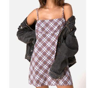 Motel Rocks Andin Slip Dress In Grunge Check Purple